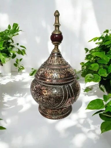 Silver Tinned and Copper Lidded Jar Urn Bowl Islamic Turkish Ottoman Persian or Maranao Gadur Wedding Gift? Silver Tinned and Copper Lidded Jar Urn Bowl Islamic Turkish Ottoman Persian or Maranao Gadur Wedding Gift?